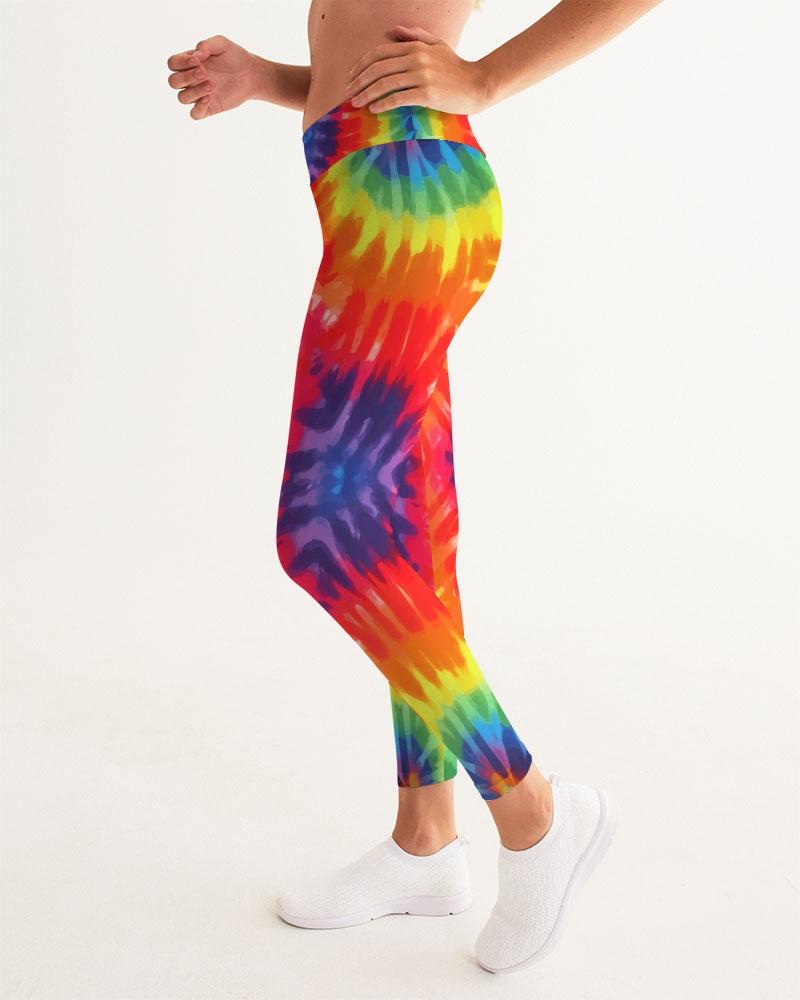 Women's Yoga Pants, Peace & Love Tie-Dye - Moisture Wicking /