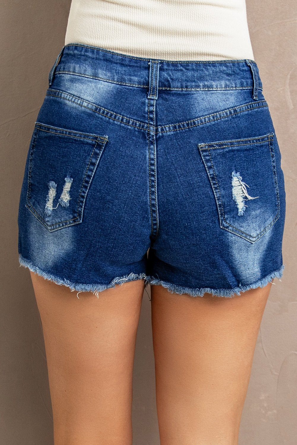 Lace Distressed Jean Shorts