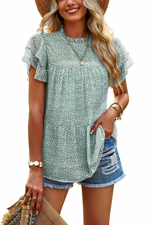 Ruffle sleeve chiffon blouse