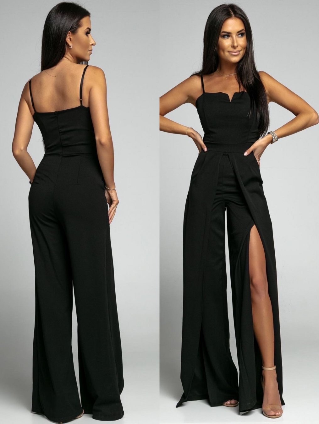 Sexy Suspender Bra Sleeveless High Waist Split Wide Leg Pants