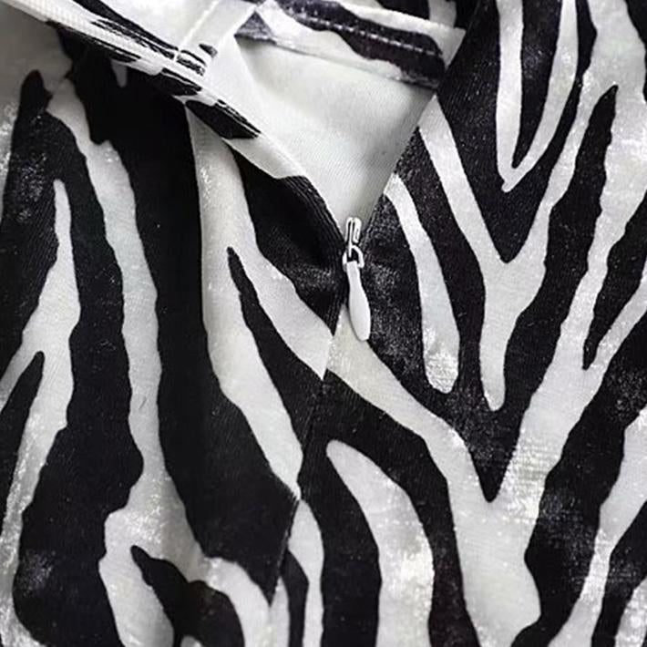 Vintage Zebra Print Soft Velvet Skirt