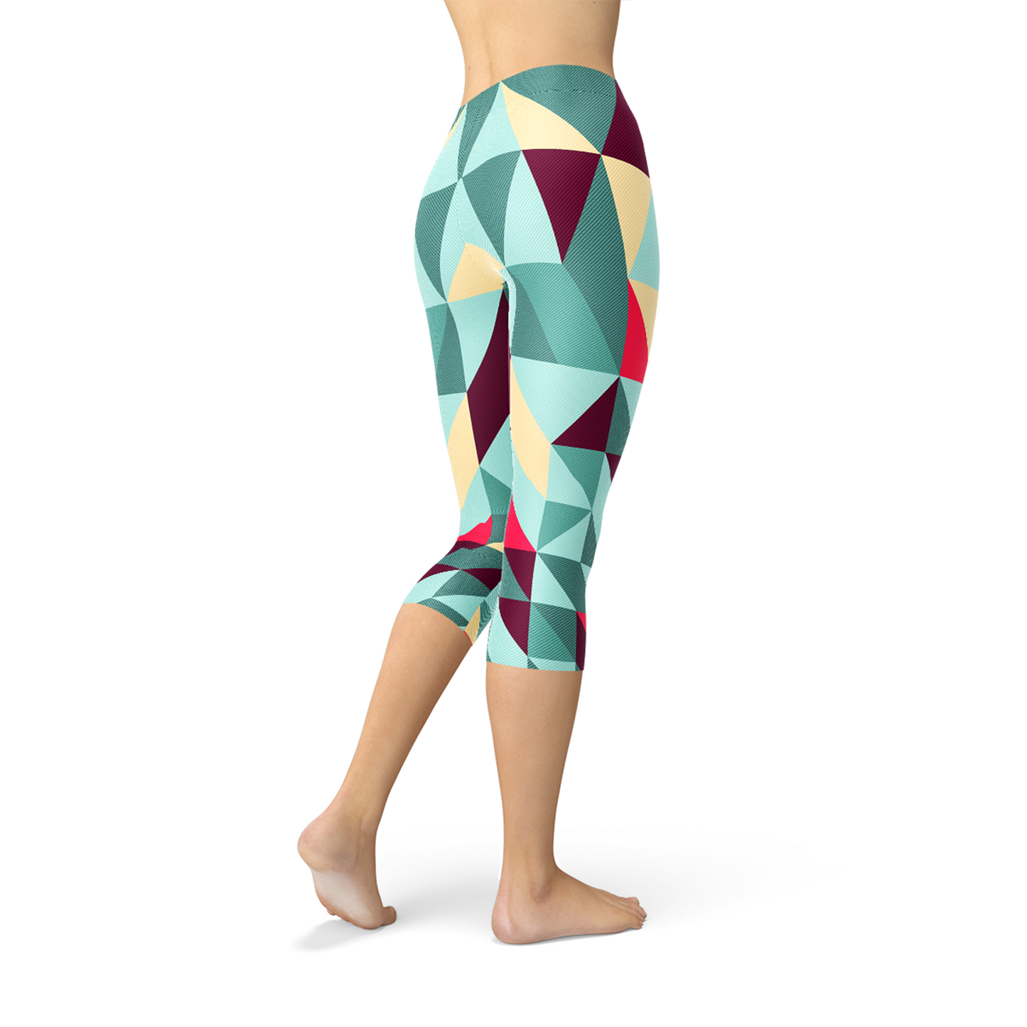 Womens Capri Leggings w/ Geometric Triangles