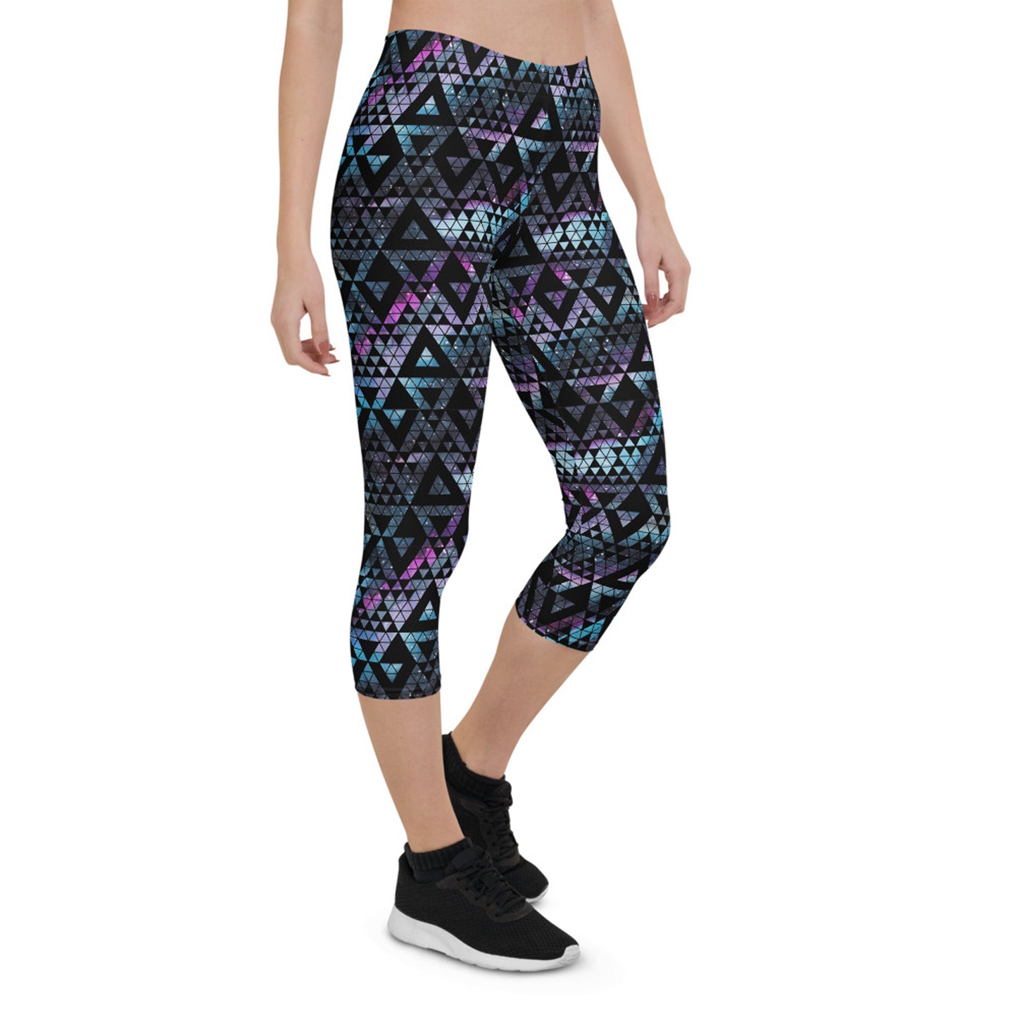 Geometric Galaxy Capri Leggings for Women