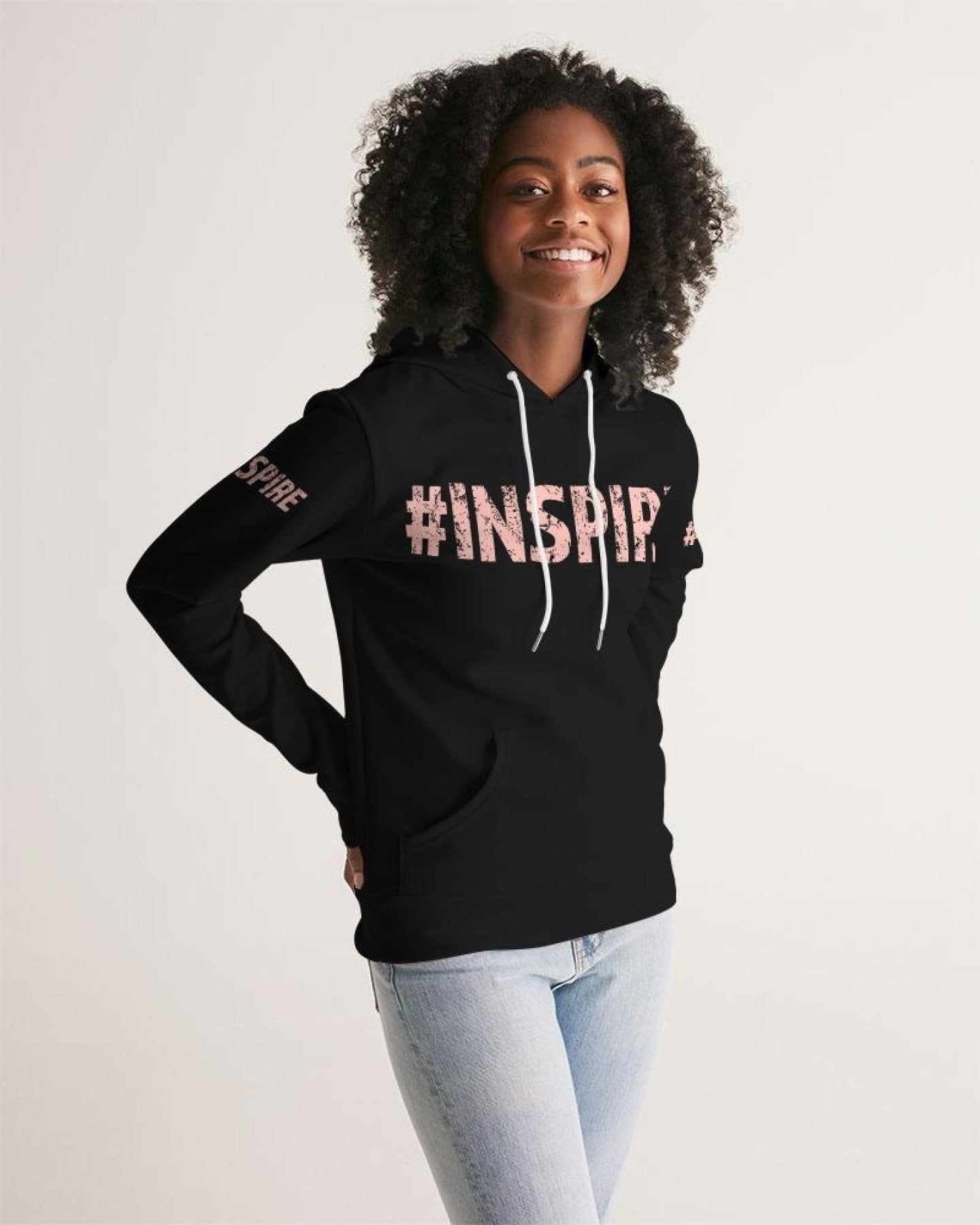 Womens Hoodie - Pullover Hooded Sweatshirt - Peach Graphic /Inspire